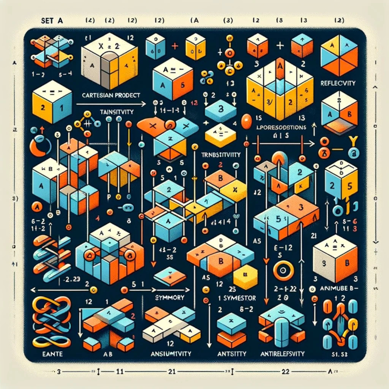 DALL·E 2024-01-06 20.46.51 - An educational and informative image depicting the concept of mathematical relations between sets. The image should include two separate sets, A and B