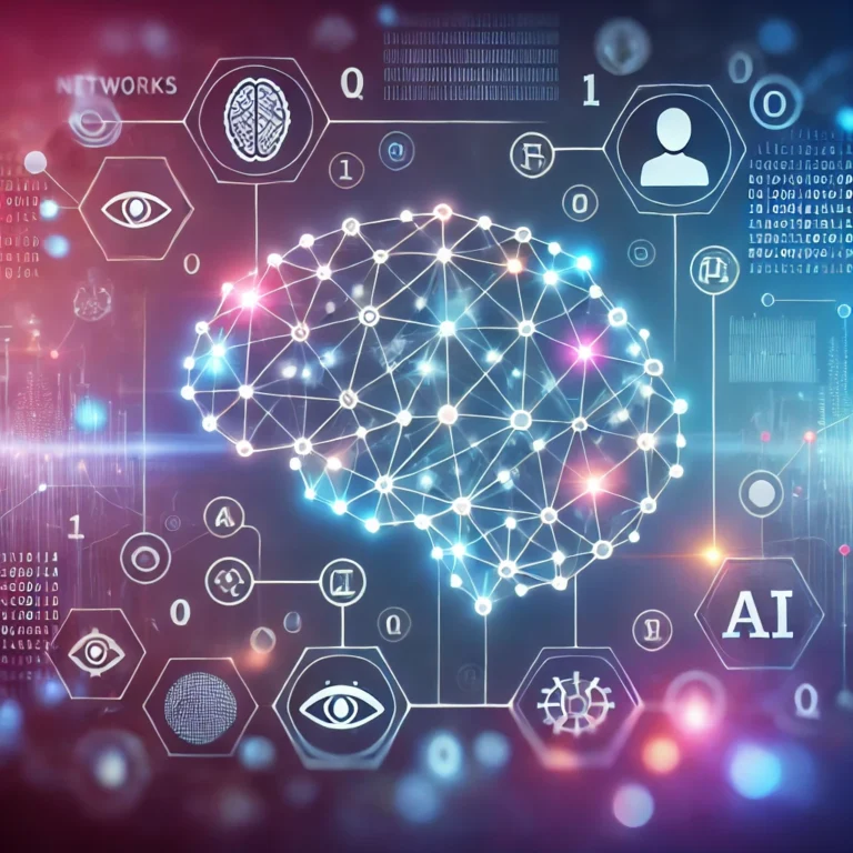 DALL·E 2024-11-17 11.03.36 - A visually engaging image showcasing the concept of neural networks, featuring interconnected nodes forming a web-like structure in a gradient backgro
